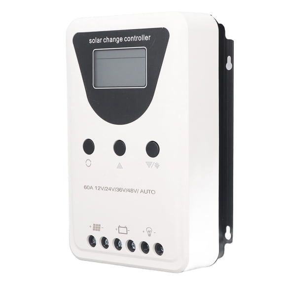 YAHHU Solar Charge Controller 60A PWM Auto Output DC 12V 24V 36V 48V LCD Display System Protector Safe Charging Panel Regulator For Home Energy Use 9.84 inches / 25 cm Length Black