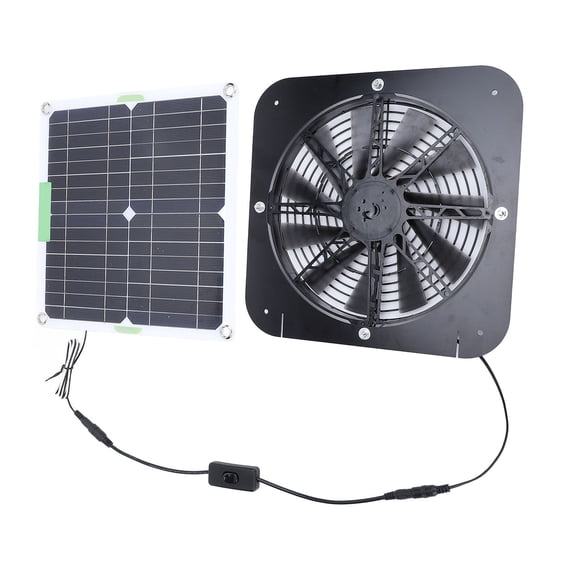 YAHHU Solar Exhaust Fan, 100W Solar Panel Powered Fan 13.5 inches / 34.3 cm Waterproof Ventilation Fan with Switch Cable for Chicken Coop, Greenhouse, Shed, RV, Pet House, High Airflow
