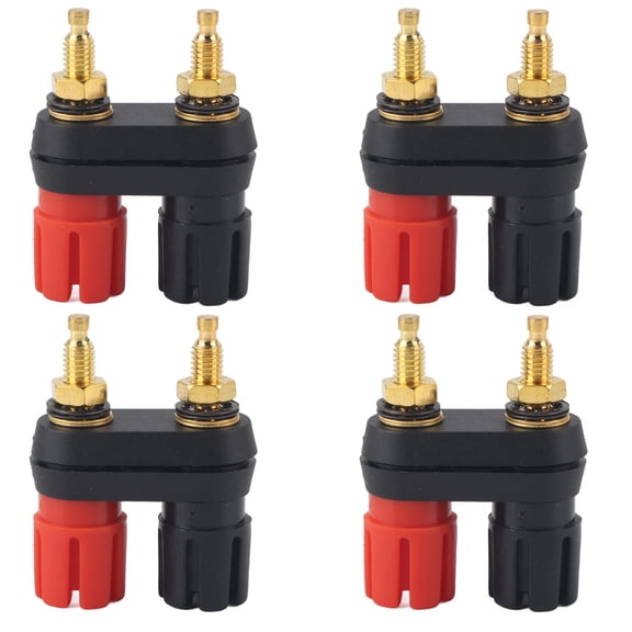 YAHHU Speaker Binding Post Terminal Power Amplifier 2-Way Banana Plug Jack Connectors for Home Audio Systems, Red and Black Alloy Plastics, 4PCS (1.4 x 0.6 x 1.8 inches / 3.5 x 1.5 x 4.5 cm) New