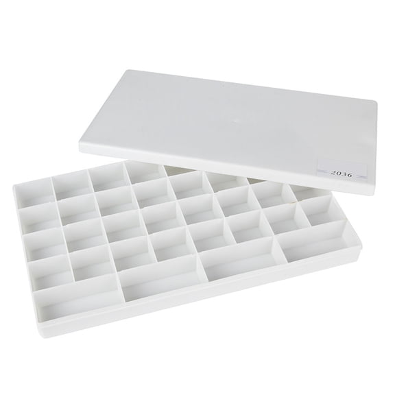 YAHHU Square Pigment Paint Box Color Mixing Painting Palette for Watercolor Gouache Acrylic, 36 Grids Art Palette with Deep Wells, Large Size (11.02 inches / 28 cm)