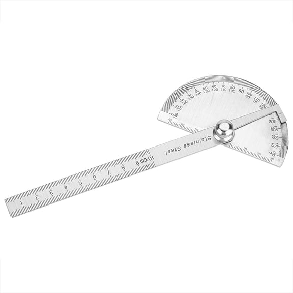 YAHHU Stainless Steel 0-180 Degree Protractor Arm Measuring Ruler, Rotary Angle Finder Tool for Woodworking and Student Drawing (9.45 inches / 24 cm)