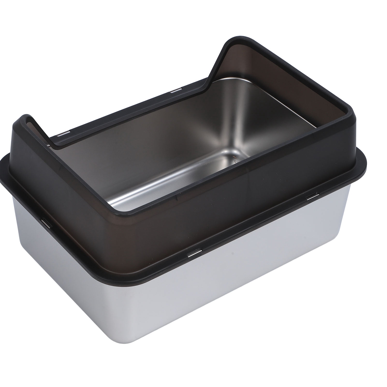 YAHHU Stainless Steel Cat Litter Box Anti Splashing Top Entry Large Kitty Pan with Scoop, High Sided Metal Potty Tray for Big Cats, 20.08 inches / 51 cm, Black