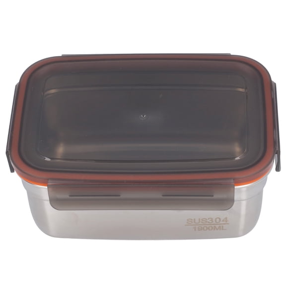 YAHHU Stainless Steel Food Storage Container Multipurpose Safe Eco Friendly Leakproof Rectangular Lunch Box for Home Kitchen Travel Picnic Work 1900ML 8.6x4.7x3.7 inches Silver
