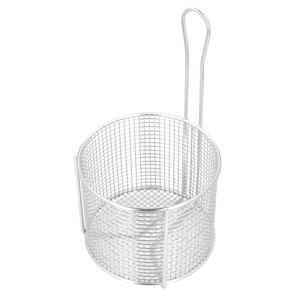 YAHHU Stainless Steel Fry Basket Reusable Round French Fry Chip Fry Basket with Handle for Frying Serving Food Dense Mesh 8.3 in / 21 cm