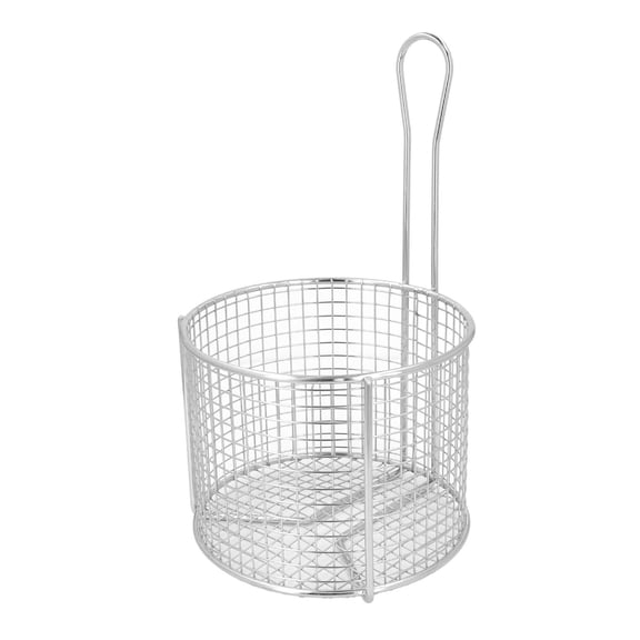 YAHHU Stainless Steel Fry Basket with Handle – Reusable Round French Fry & Chip Fry Net for Easy Cooking & Serving