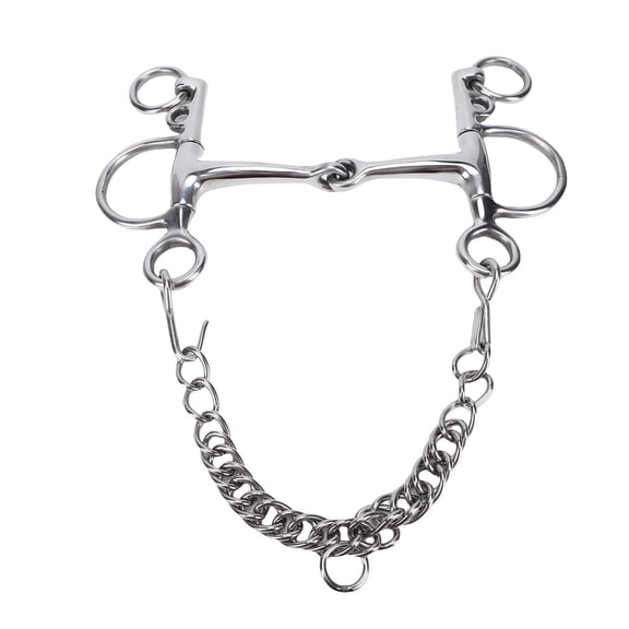 YAHHU Stainless Steel Horse Training Snaffle Bit, Premium Double Bridle Horse Curb Bit Mouth Snaffle with Hook and Double Eye Chain, Professional Equestrian Supplies 125mm (5 inches / 12.5 cm)