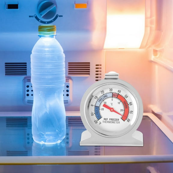 YAHHU Stainless Steel Large Dial Freezer Refrigerator Thermometer Temperature Gauge Tool for Home Kitchen Medical Use Accurate Monitoring 3 inches / 75 mm Silver