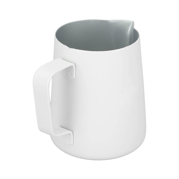 YAHHU Stainless Steel Milk Frothing Pitcher 380ml / 12.8 fl oz Pointed Spout Coffee Utensils Milk Frother Cup Espresso Steaming Jug Creamer Pitcher for Latte Art, White