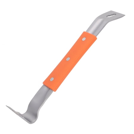 YAHHU Stainless Steel Nail Puller & Pry Bar – Rubber Non-Slip Handle, Curved Semi-Round Head, Lightweight 3.15”×12.6” Tool for Carpentry, Scraping & Prying