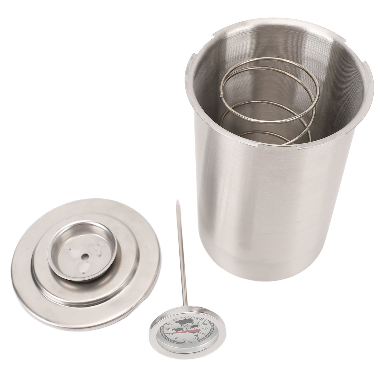 YAHHU Stainless Steel Steamed Meat Bucket & Bacon Pressure Cooker, Meat Press Maker with Thermometer (7.87 in / 20 cm)
