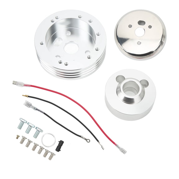 YAHHU Steering Wheel Hub Adapter Polished 5 and 6 Hole Strong Bearing Capacity Replacement For Flaming River Type A Silver Aluminum Heavy Duty Accessories For Truck Van Jeep 19PCS Kit