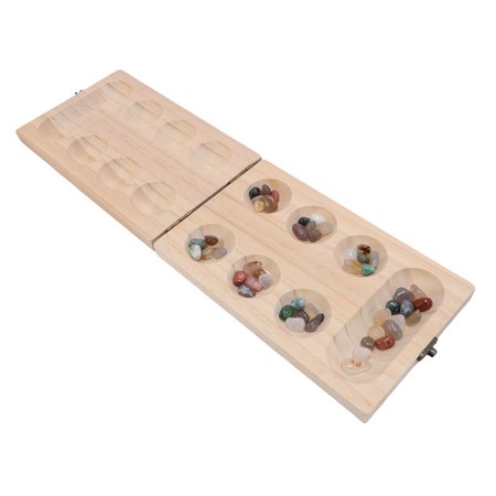 YAHHU Stone Folding Board Game Educational Strategy Game for Family Party Interactive, Beechwood Mancala, 8.7 inches / 22 cm