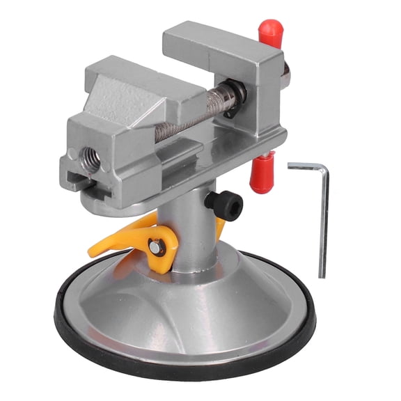 YAHHU Suction Cup Mini Vise 45# Steel 360 Degree Rotation Hand Tool for Glass Desktop, Silver, 3.54 in / 90 mm[cite: 1]