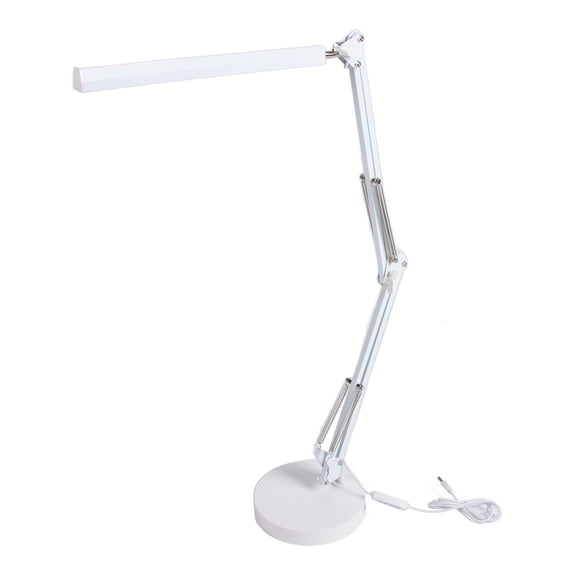 YAHHU Swing Arm Desk Lamp USB Folding Eye Caring Multi Joint LED Table Lamp with Round Base White for Office Study Room Dormitory 12.52 inches / 31.8 cm Length 10 Gears Dimmable Brightness[cite: 1]