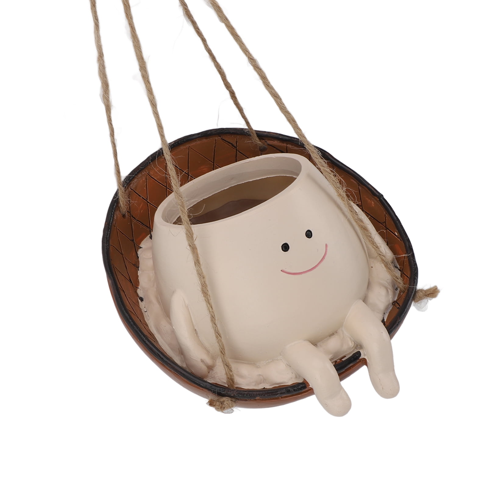 YAHHU Swing Face Planter Pot Cute Hammock Plant Holder Decorative Resin Smiling Head Hanging Planters for Indoor Outdoor Garden Succulents 5.5x4.0x5.5in / 14x10.2x14cm