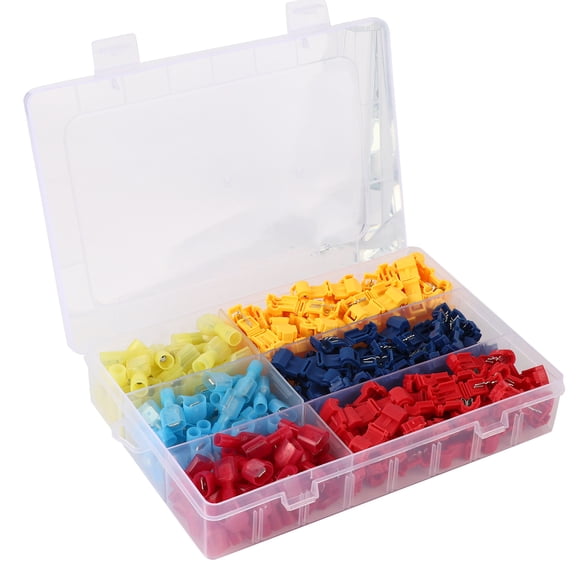 YAHHU T Wire Connector Quick Connect Electric Insulated Terminal Set Kit with Premium Storage Box, 240Pcs Heavy Duty T-Tap Splice Connectors Pack (22.00 x 15.00 x 6.00 inches / 55.8 x 38.1 x 15.2 cm)