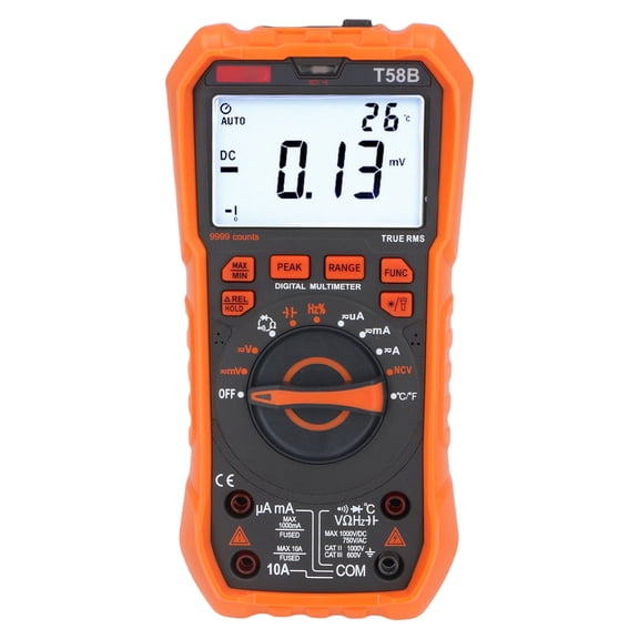 YAHHU T58B Digital Multimeter 9999 Counts Auto-Ranging True RMS Voltage Current Resistance Tester with Backlit LCD Screen and NCV Detection for Auto and Home Electrical Repair (7.36 in / 18.7 cm)
