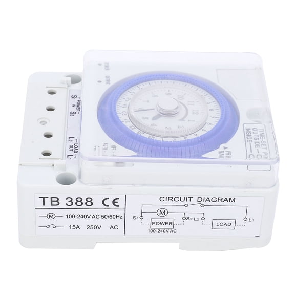 YAHHU TB-388 24 Hours Time Switch Programmable Quartz Controlled Stepper Motor Timer AC100-240V 50/60Hz SPST Electrical Switch For Smart Home Control