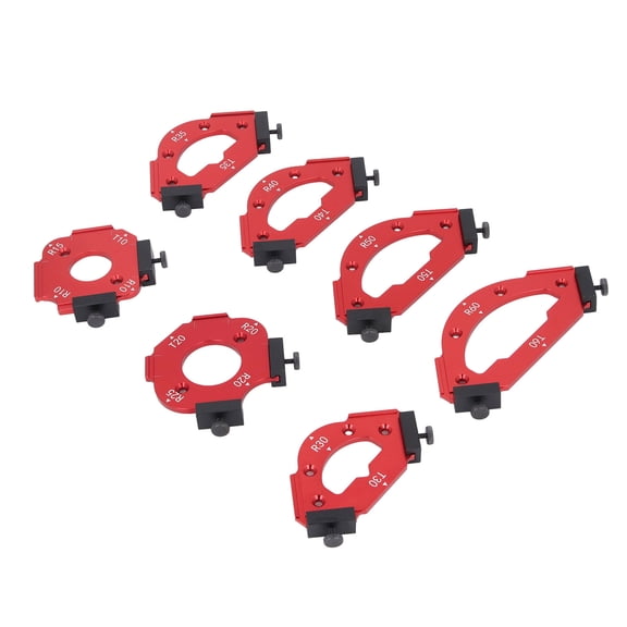 YAHHU Table Corner Router Jig Set R10-R60 Aluminium Alloy Radius Template Kits Woodworking Trimming Tools For Wood Panels (14.17 inches / 36 cm) Red
