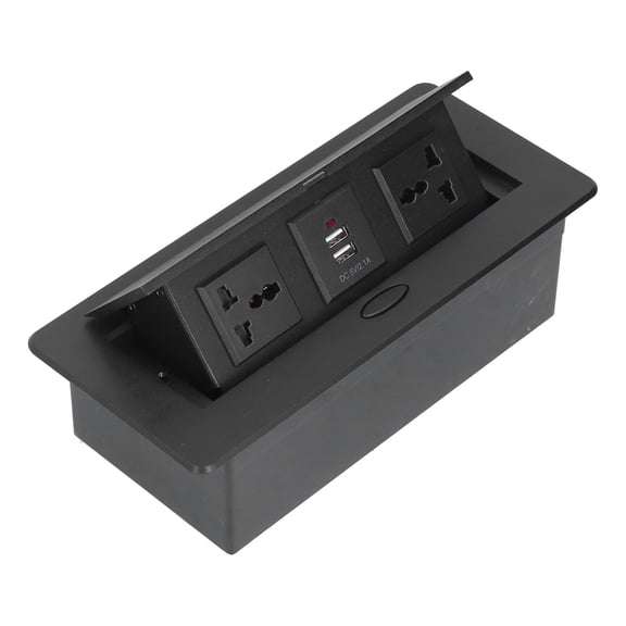 YAHHU Table Pop Up Socket Dual USB Power Outlet Strip Hub Connection Box 250V 13A Black Desktop Receptacle 11.02 inches / 28 cm