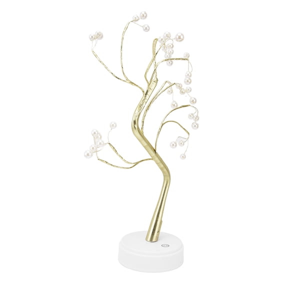 YAHHU Tabletop Bonsai Tree Lamp with 36L Pearl Warm Light, Adjustable Copper Wire Branches, USB or Battery Operated Touch Switch Night Light for Home, Office, Christmas Decoration (12.99 inches)
