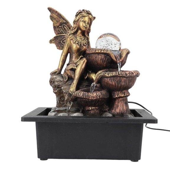 YAHHU Tabletop Fountain USB Quiet Pump Decorative Desktop Waterfall with LED Light 11.3 inches / 28.7 cm