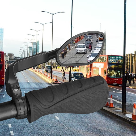 YAHHU Telescopic Bicycle Rear View Mirrors 360 Degree Rotatable Wide Angle Bike Handlebar Side Flat Mirror for MTB Road E-Bike Safety Cycling, Black 1 Pair (5.4 x 2.6 inches / 13.6 x 6.5 cm)