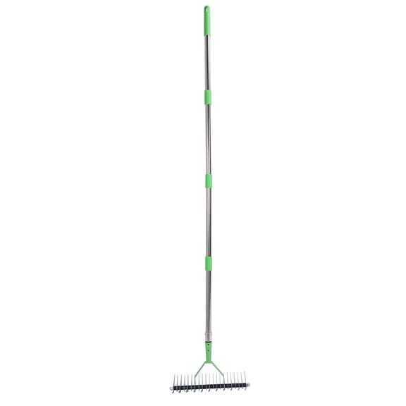 YAHHU Thatch Rake Lawn Thatching Dethatcher Stainless Steel Metal Grass Grooming Soil Tool with Extension Rod, 16.5 inches / 42 cm