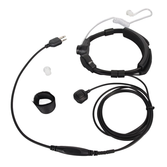 YAHHU Throat Mic Earpiece Acoustic Tube Headset with Finger PTT, Transparent Tube, Adjustable Neck Band, Noise Canceling for Two-Way Radios, Black, 1 Pack (39.4 inches / 100 cm)