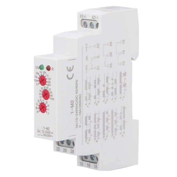 YAHHU Time Relay Multifunctional Normally Open DIN Rail Delay Timer Switch AC DC 12-240V Programmable Control Relay for Home Electrical Systems Automation Equipment 1 Pack