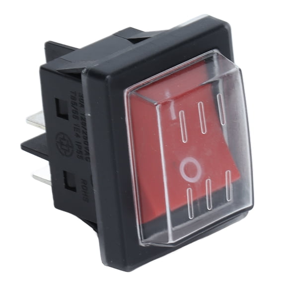 YAHHU Toggle Switch Rocker 4Pin ABS with Waterproof Cover 125/250VAC 30A for Industrial Equipment, Red (1.96 inches / 5 cm)