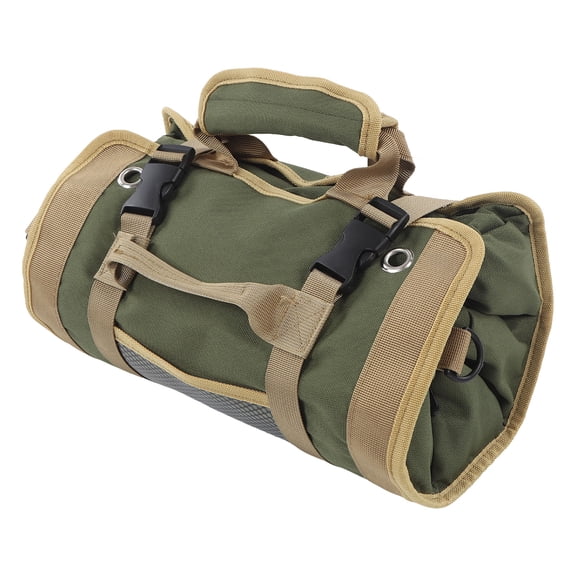YAHHU Tool Roll Up Bag Oxford Cloth Portable Multi Purpose Tool Storage Pouch Hanging Carrier Roll for Electrician Plumber Carpenter Mechanics Green