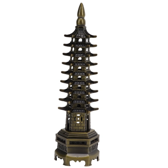 YAHHU Tower Model Green Bronze Alloy 7.1 inches / 18 cm 9 Levels WenChang Desktop Ornament for Home Office Decoration Gift