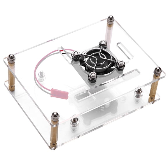YAHHU Transparent Acrylic Computer Case Protective Enclosure Box with DC5V Cooling Fan for Raspberry Pi 2 and 3 Model B B+ - Easy Access to All Ports, Superior Heat Dissipation, 4.33 in / 11 cm