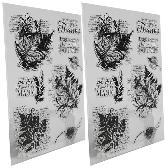 YAHHU Transparent Clear Silicone Stamp DIY Scrapbook Photo Album Leaves Decor Crafting Diary Stamps Set - 2 Sheets of Botanical Foliage Themed Stamps