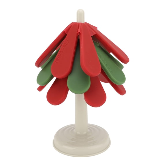 YAHHU TreeShaped Silicone Trivet Set  3 HeatResistant Coasters with ABS Stand, Foldable & Sturdy, Ideal for Hot Dishes & Tabletop Protection