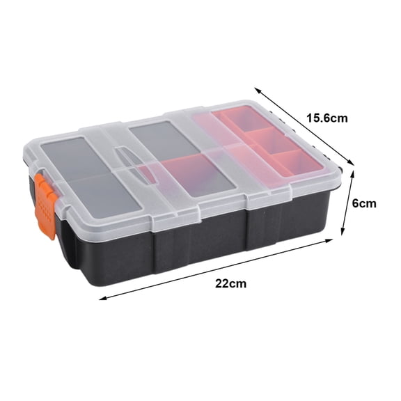 YAHHU Two-Layer Heavy Duty Plastic Components Storage Box Case Organizer, Waterproof Small Parts Tool Box with Clear Lids for Nuts, Bolts, Screws, Nails, Black and Orange