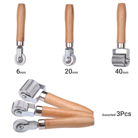 YAHHU Tyre Patch Roller with Wooden Handle 6mm/20mm/40mm Tire Stitcher Tube Repair Tool for Fixing Flats
