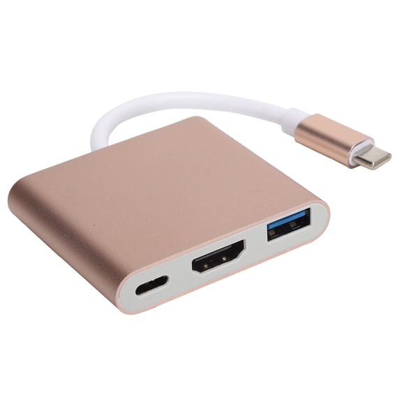 YAHHU USB C Adpater 3.1 3 in 1 Hub Converter Dock High Definition Multimedia Interface 4K Rose Gold (6.30 inches / 16.00 cm)