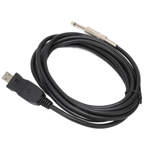 YAHHU USB Guitar Cable USB Interface Male to 6.35mm 1/4 Inch Mono Male Electric Guitar Cable, Computer Audio Connector Power Cord Adapter for Musical Instrument Recording and Singing, 10ft / 3m Black