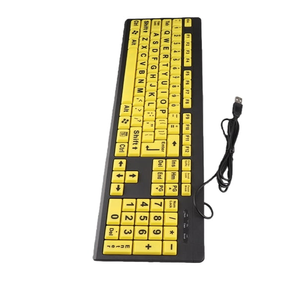 YAHHU USB Keyboard Computer Accessory Large Letter Print Wired Yellow Button 108 Keys Ergonomic for Vista XP OS X[cite: 1]