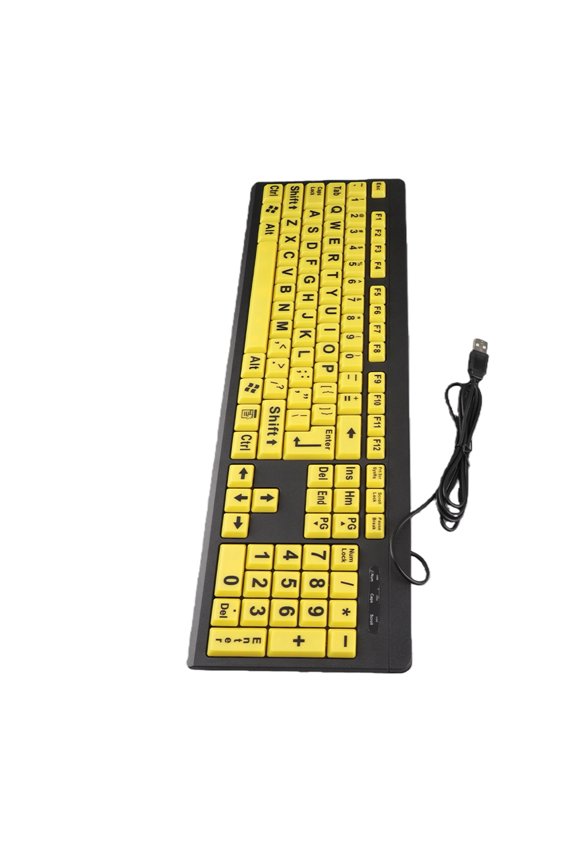 USB Keyboard Computer Accessory Large Letter Print Wired Yellow Button 108 Keys Ergonomic for Vista XP OS X[cite: 1]