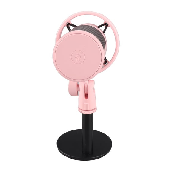 YAHHU USB RGB Gaming Microphone Kit with Tripod Stand, Cardioid Condenser PC Mic with Real-Time Monitoring, Mute Button & Gain Control for Streaming, Podcasting, Windows/Mac - Pink (9 in / 23 cm)
