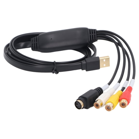 YAHHU USB to RCA Video Capture Card S-Video Converter Adapter for PC Recording and Live Streaming High Definition Audio Grabber Black