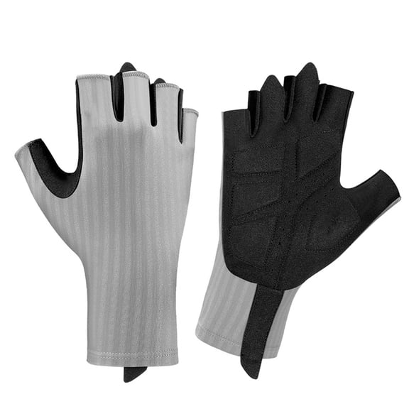 YAHHU Unisex Half Finger Bike Riding Gloves Ultralight Summer Breathable Cycling Mitts with SBR Shock-Absorbing Padded Foam for Mountain Bicycle Racing Anti-Slip Sport Gear Lunar Silver Gray XXL