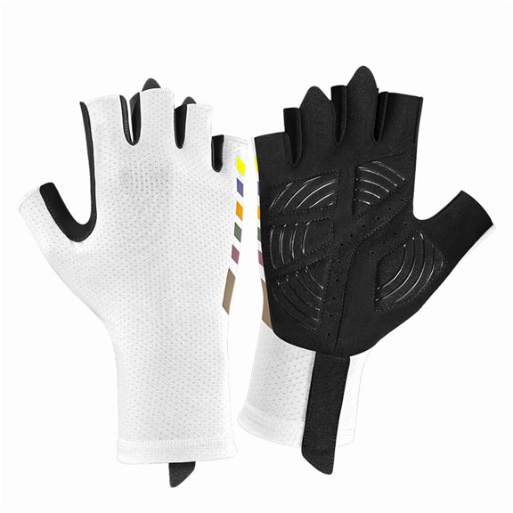 YAHHU Unisex Half Finger Bike Riding Gloves Ultralight Summer Breathable Cycling Mitts with SBR Shock-Absorbing Padded Foam for Mountain Bicycle Racing Anti-Slip Sport Gear Radiant White L