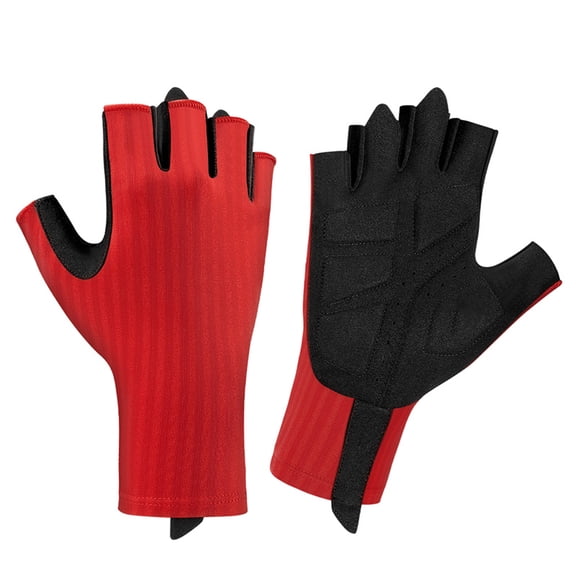 YAHHU Unisex Half Finger Bike Riding Gloves Ultralight Summer Breathable Cycling Mitts with SBR Shock-Absorbing Padded Foam for Mountain Bicycle Racing Anti-Slip Sport Gear Holiday Red L