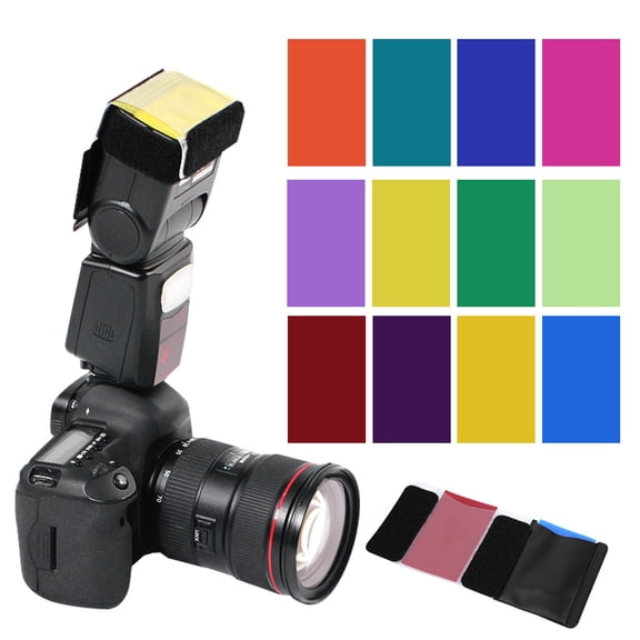 YAHHU Universal 12 pcs Colors Filter Paper for DSLR Cameras Top Flash Lamp Color Cards Kit, 7.87 inches / 20 cm Length, Camera Flash Diffusers[cite: 1]