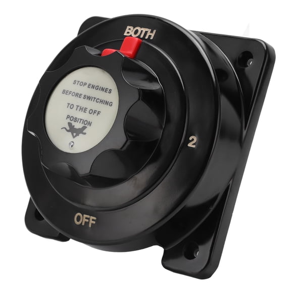 YAHHU Universal 4 Position Heavy Duty Battery Selector Switch 250A 6-32V DC for RV, Campervan, Boat, Marine, and Yacht Power Management Systems, Premium Copper Core Replacement Part, Black
