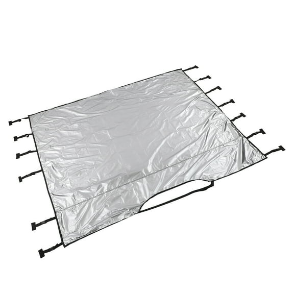 YAHHU Universal Black 210D Oxford Cloth Caravan Front Towing Cover Protector Shield, Heavy Duty Breathable Dustproof RV Shield with High Reflective Strips and 2 LED Lights